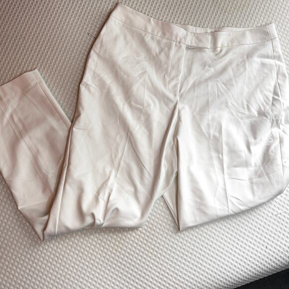 Anne Klein Straight Wide Leg Pants 12 White NWT Trousers Academia Career - Picture 3 of 8